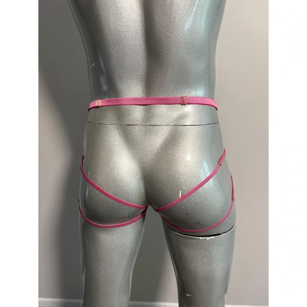 Cosabella Never Say Never Mens Strappy Lace Thong Pink Open Back Underwear NEW‎